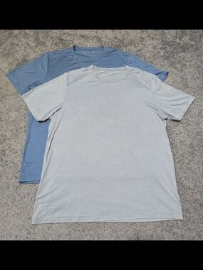 Men's Crew Neck T-Shirts - Light Gray & Slate Blue